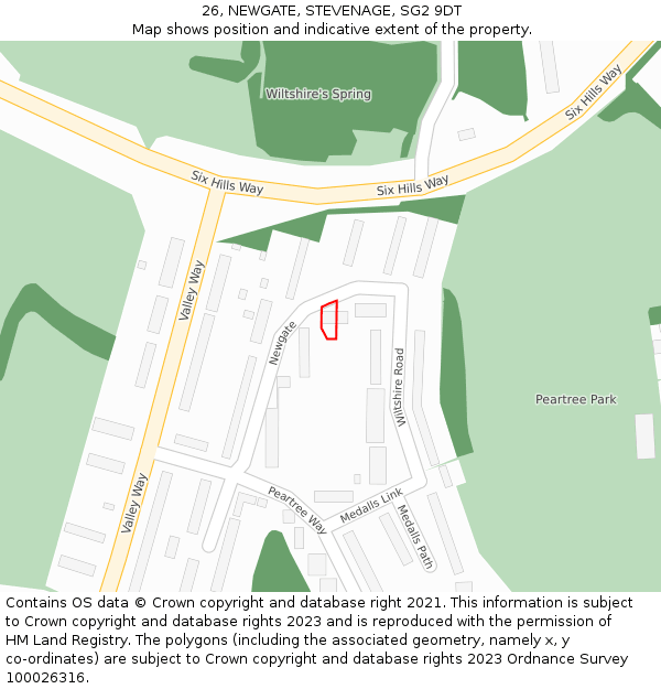 26, NEWGATE, STEVENAGE, SG2 9DT: Location map and indicative extent of plot