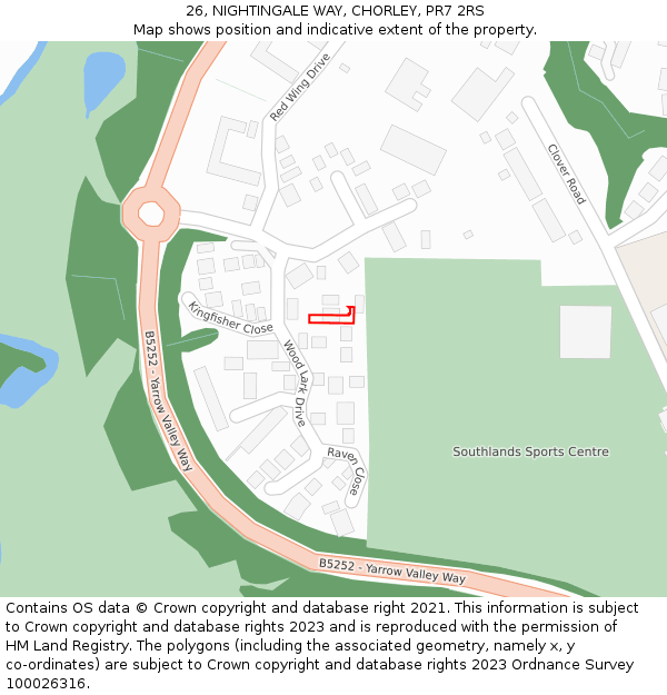 26, NIGHTINGALE WAY, CHORLEY, PR7 2RS: Location map and indicative extent of plot