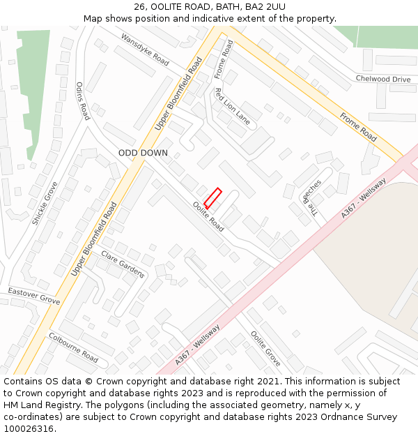 26, OOLITE ROAD, BATH, BA2 2UU: Location map and indicative extent of plot