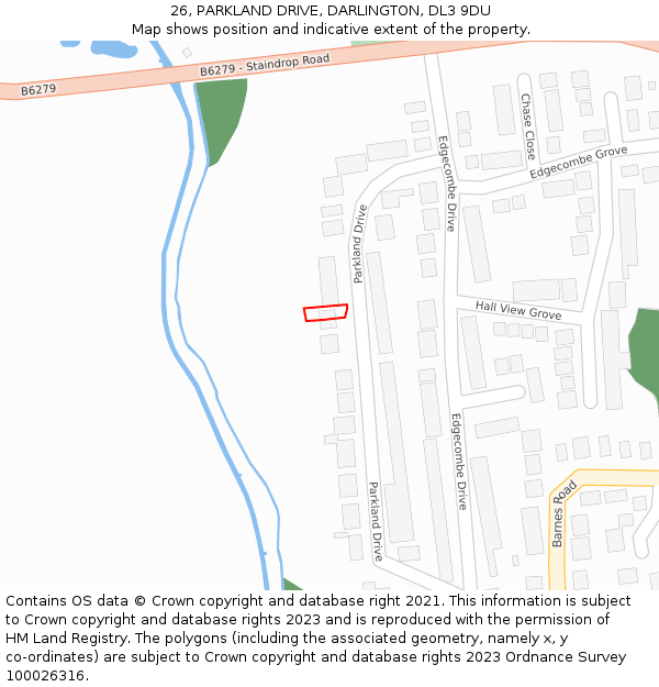 26, PARKLAND DRIVE, DARLINGTON, DL3 9DU: Location map and indicative extent of plot