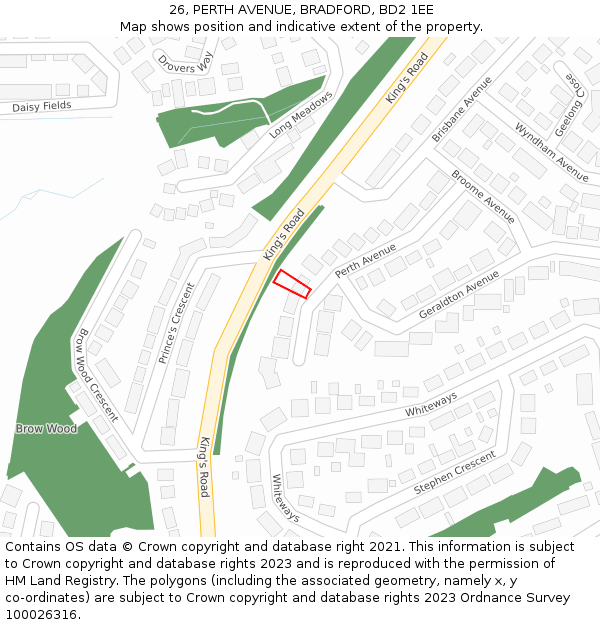 26, PERTH AVENUE, BRADFORD, BD2 1EE: Location map and indicative extent of plot