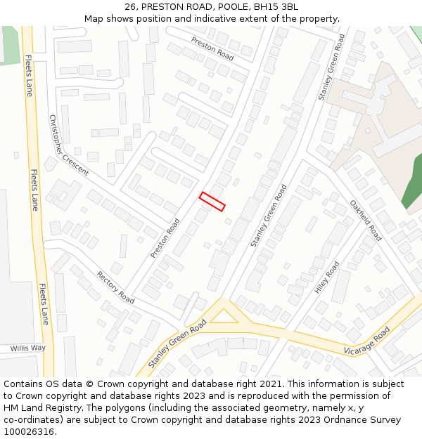26, PRESTON ROAD, POOLE, BH15 3BL: Location map and indicative extent of plot