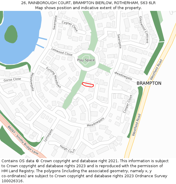 26, RAINBOROUGH COURT, BRAMPTON BIERLOW, ROTHERHAM, S63 6LR: Location map and indicative extent of plot
