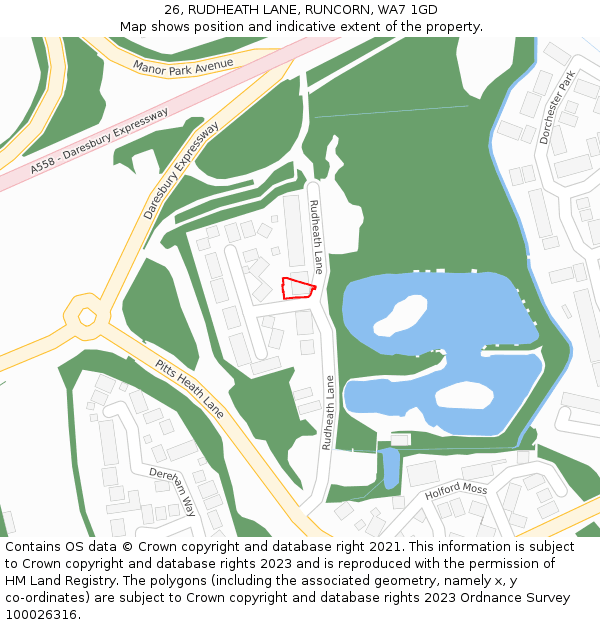 26, RUDHEATH LANE, RUNCORN, WA7 1GD: Location map and indicative extent of plot