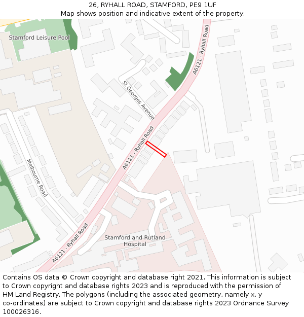 26, RYHALL ROAD, STAMFORD, PE9 1UF: Location map and indicative extent of plot