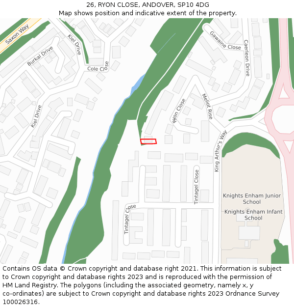 26, RYON CLOSE, ANDOVER, SP10 4DG: Location map and indicative extent of plot