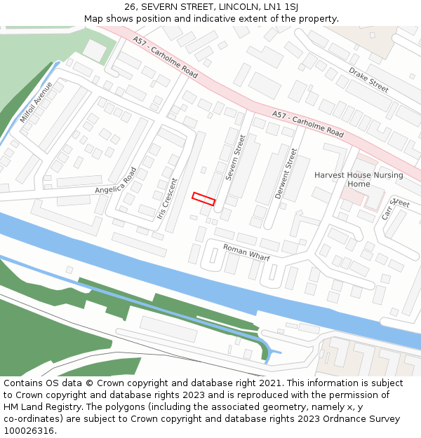 26, SEVERN STREET, LINCOLN, LN1 1SJ: Location map and indicative extent of plot
