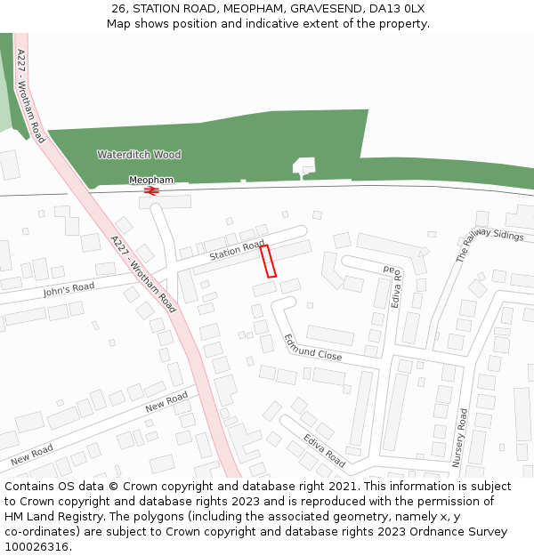 26, STATION ROAD, MEOPHAM, GRAVESEND, DA13 0LX: Location map and indicative extent of plot