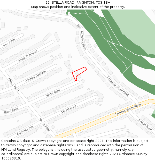 26, STELLA ROAD, PAIGNTON, TQ3 1BH: Location map and indicative extent of plot