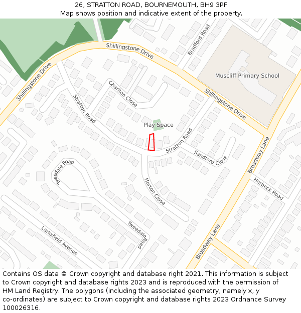 26, STRATTON ROAD, BOURNEMOUTH, BH9 3PF: Location map and indicative extent of plot