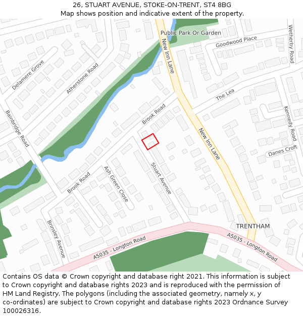 26, STUART AVENUE, STOKE-ON-TRENT, ST4 8BG: Location map and indicative extent of plot