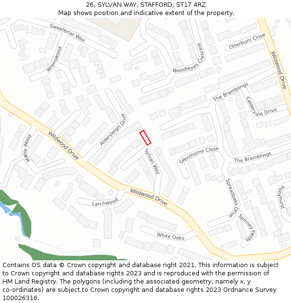 26, SYLVAN WAY, STAFFORD, ST17 4RZ: Location map and indicative extent of plot