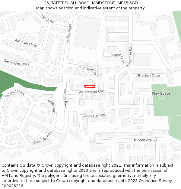 26, TATTERSHALL ROAD, MAIDSTONE, ME15 6GD: Location map and indicative extent of plot