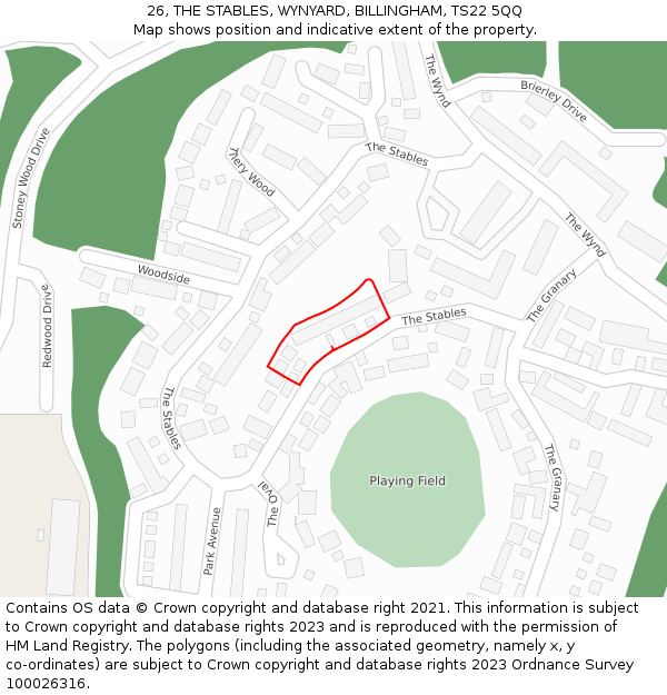 26, THE STABLES, WYNYARD, BILLINGHAM, TS22 5QQ: Location map and indicative extent of plot