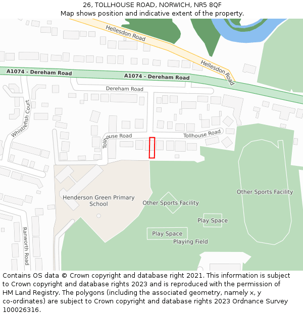 26, TOLLHOUSE ROAD, NORWICH, NR5 8QF: Location map and indicative extent of plot