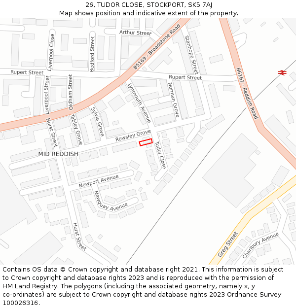 26, TUDOR CLOSE, STOCKPORT, SK5 7AJ: Location map and indicative extent of plot