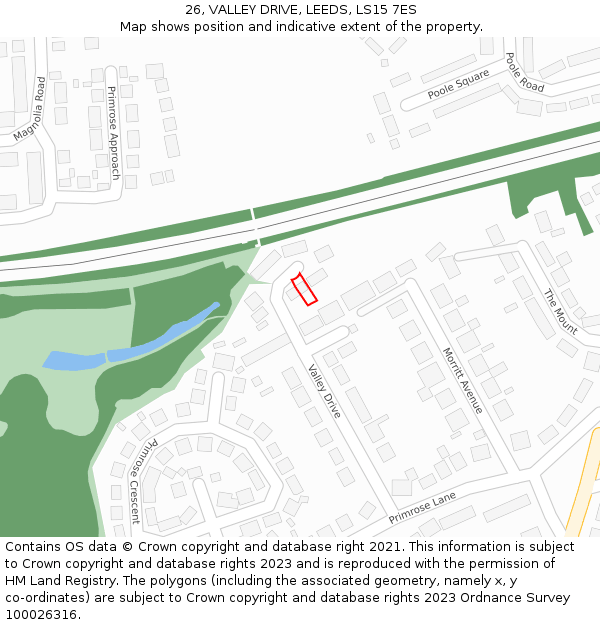 26, VALLEY DRIVE, LEEDS, LS15 7ES: Location map and indicative extent of plot
