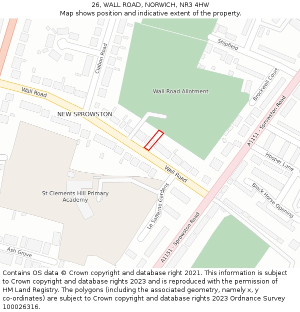 26, WALL ROAD, NORWICH, NR3 4HW: Location map and indicative extent of plot
