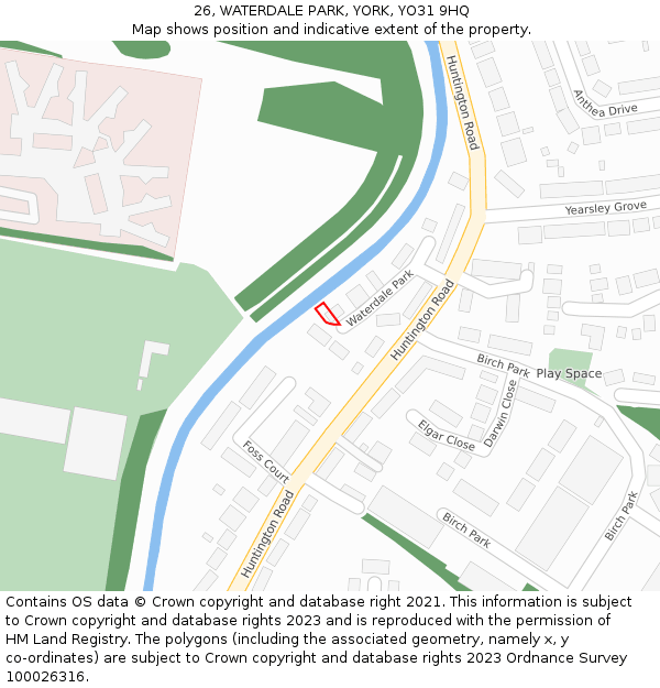26, WATERDALE PARK, YORK, YO31 9HQ: Location map and indicative extent of plot