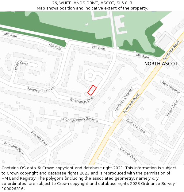 26, WHITELANDS DRIVE, ASCOT, SL5 8LR: Location map and indicative extent of plot