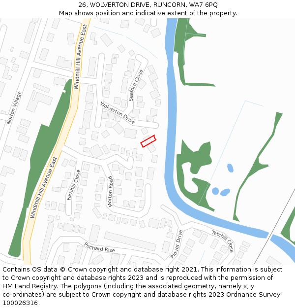 26, WOLVERTON DRIVE, RUNCORN, WA7 6PQ: Location map and indicative extent of plot