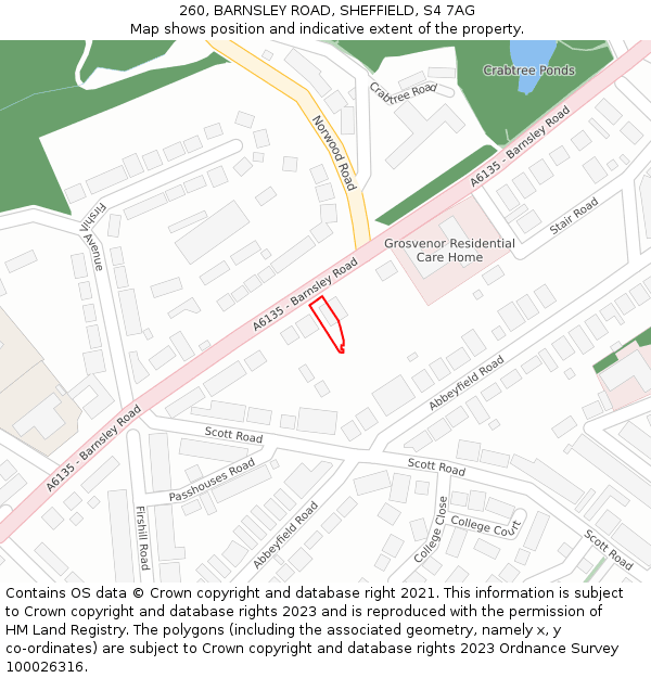 260, BARNSLEY ROAD, SHEFFIELD, S4 7AG: Location map and indicative extent of plot