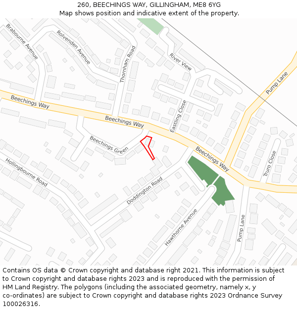 260, BEECHINGS WAY, GILLINGHAM, ME8 6YG: Location map and indicative extent of plot