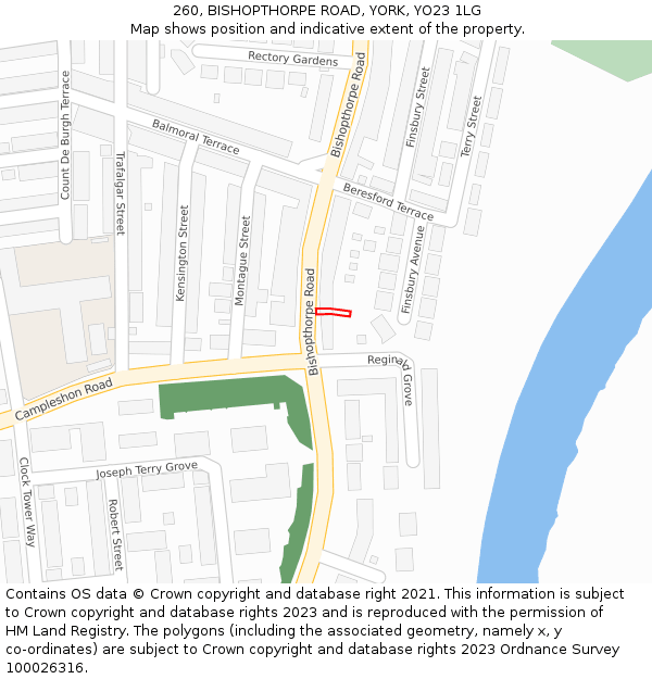 260, BISHOPTHORPE ROAD, YORK, YO23 1LG: Location map and indicative extent of plot