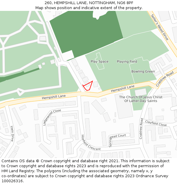 260, HEMPSHILL LANE, NOTTINGHAM, NG6 8PF: Location map and indicative extent of plot