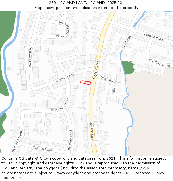 260, LEYLAND LANE, LEYLAND, PR25 1XL: Location map and indicative extent of plot
