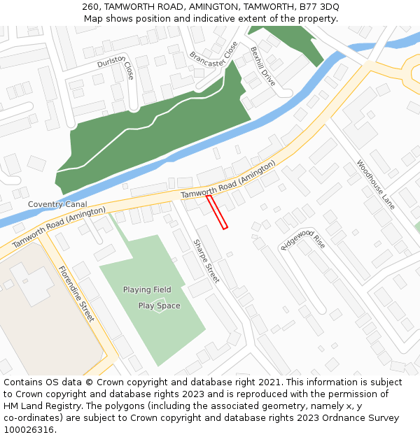 260, TAMWORTH ROAD, AMINGTON, TAMWORTH, B77 3DQ: Location map and indicative extent of plot