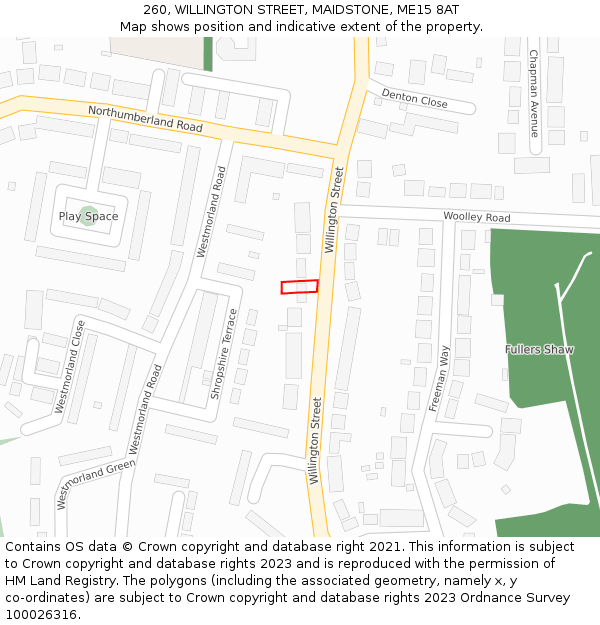 260, WILLINGTON STREET, MAIDSTONE, ME15 8AT: Location map and indicative extent of plot