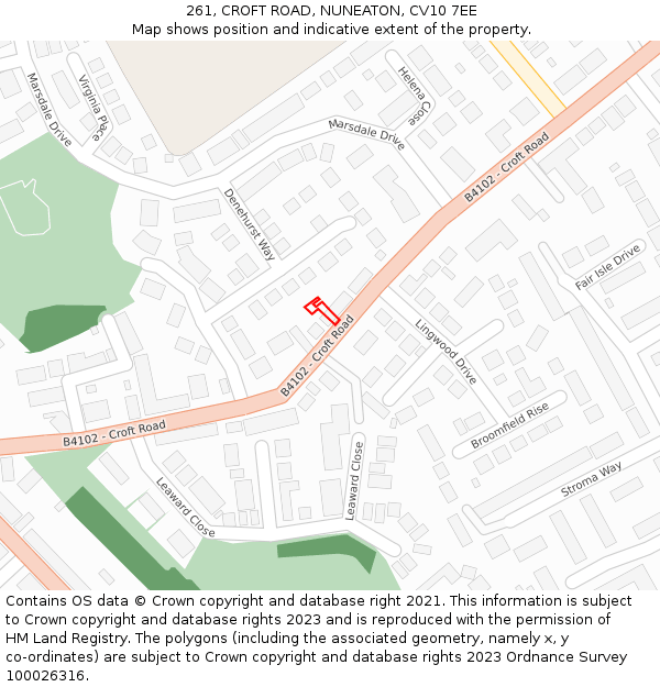 261, CROFT ROAD, NUNEATON, CV10 7EE: Location map and indicative extent of plot