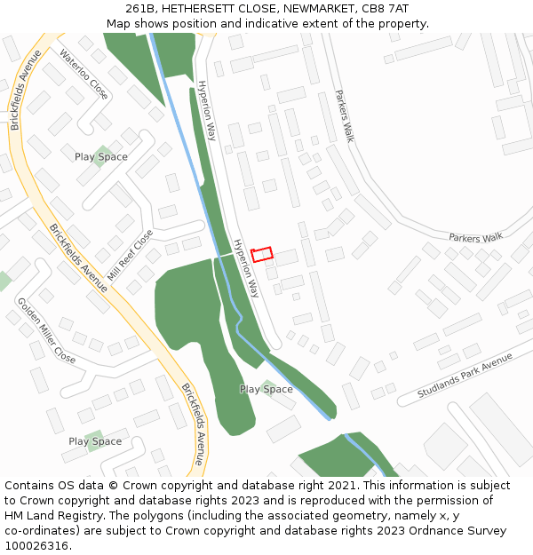 261B, HETHERSETT CLOSE, NEWMARKET, CB8 7AT: Location map and indicative extent of plot