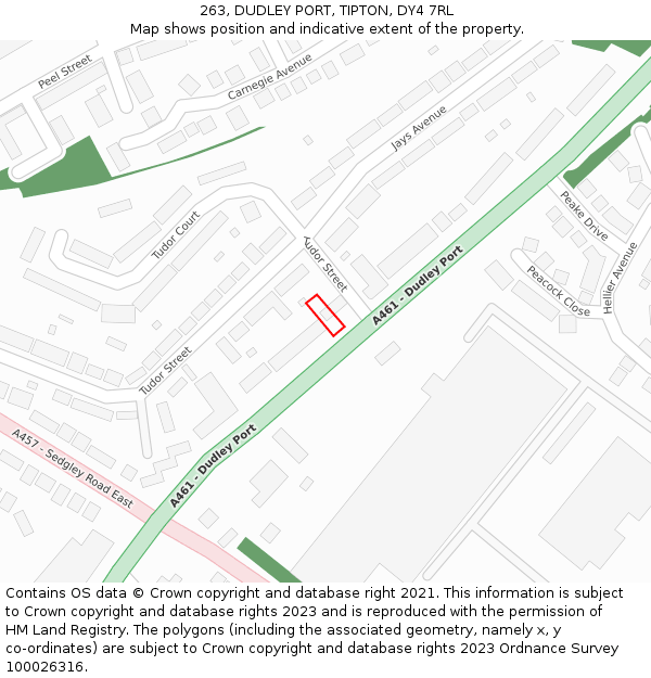 263, DUDLEY PORT, TIPTON, DY4 7RL: Location map and indicative extent of plot