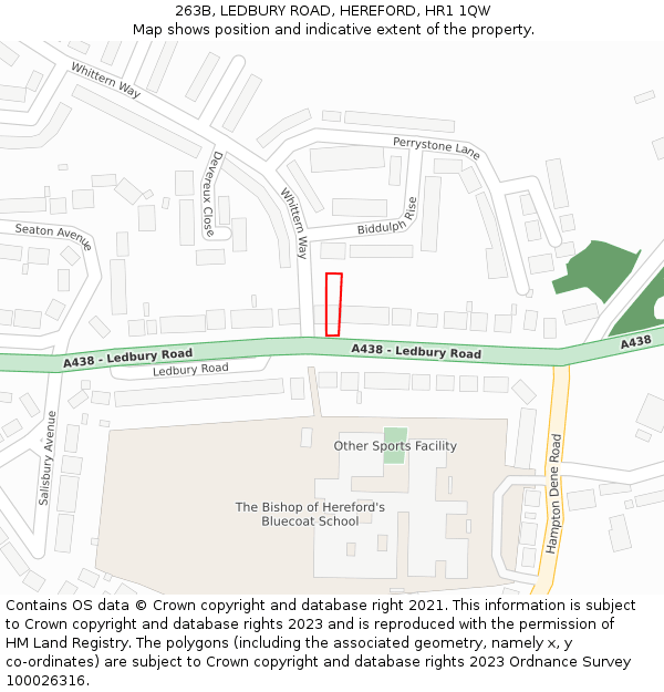 263B, LEDBURY ROAD, HEREFORD, HR1 1QW: Location map and indicative extent of plot