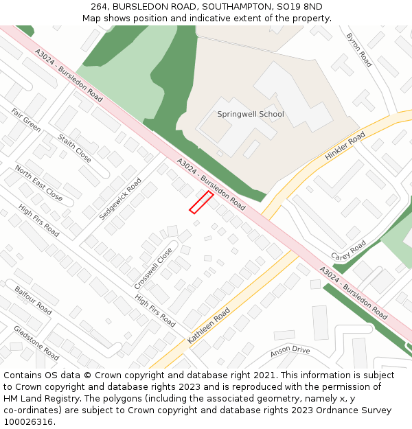 264, BURSLEDON ROAD, SOUTHAMPTON, SO19 8ND: Location map and indicative extent of plot