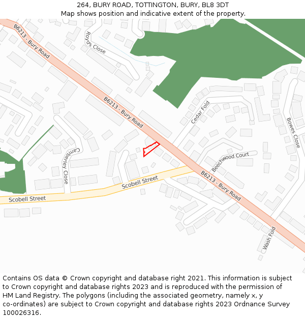 264, BURY ROAD, TOTTINGTON, BURY, BL8 3DT: Location map and indicative extent of plot