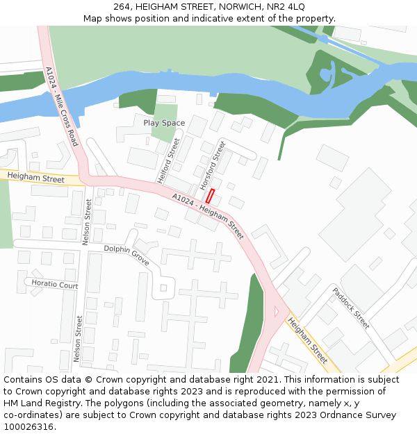 264, HEIGHAM STREET, NORWICH, NR2 4LQ: Location map and indicative extent of plot