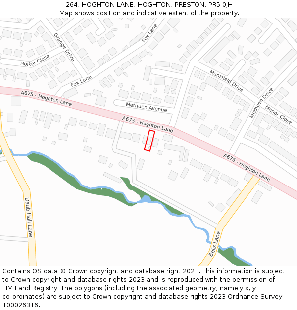 264, HOGHTON LANE, HOGHTON, PRESTON, PR5 0JH: Location map and indicative extent of plot