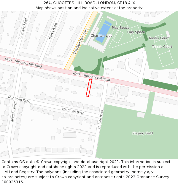 264, SHOOTERS HILL ROAD, LONDON, SE18 4LX: Location map and indicative extent of plot