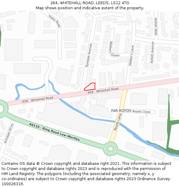 264, WHITEHALL ROAD, LEEDS, LS12 4TG: Location map and indicative extent of plot
