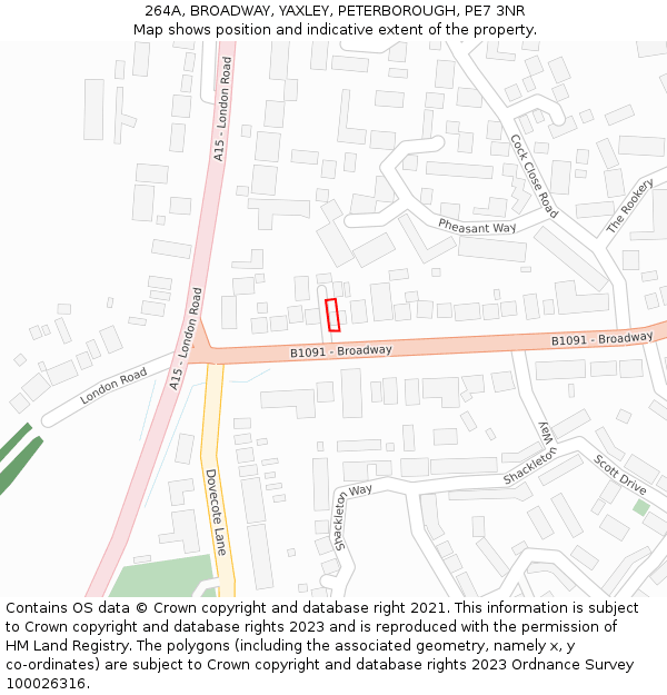 264A, BROADWAY, YAXLEY, PETERBOROUGH, PE7 3NR: Location map and indicative extent of plot