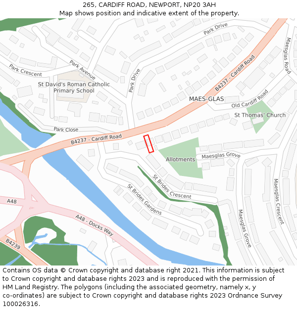 265, CARDIFF ROAD, NEWPORT, NP20 3AH: Location map and indicative extent of plot