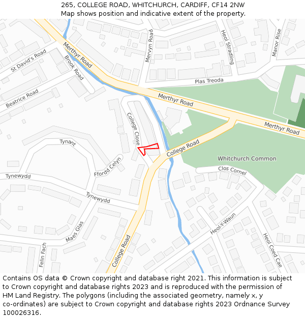 265, COLLEGE ROAD, WHITCHURCH, CARDIFF, CF14 2NW: Location map and indicative extent of plot