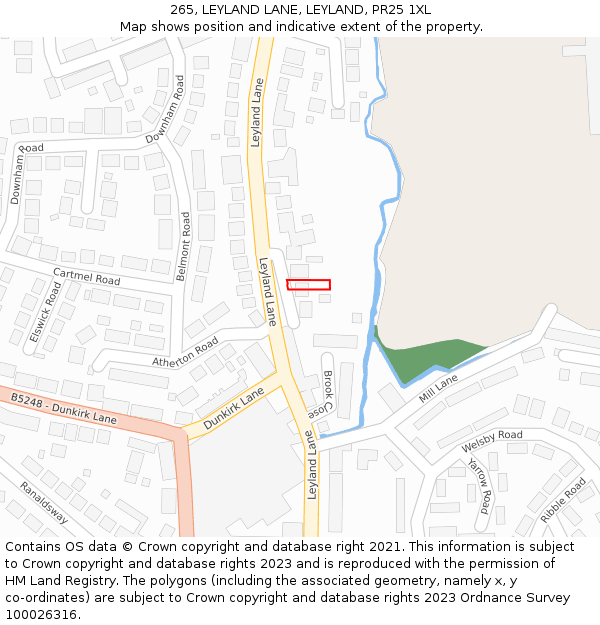 265, LEYLAND LANE, LEYLAND, PR25 1XL: Location map and indicative extent of plot