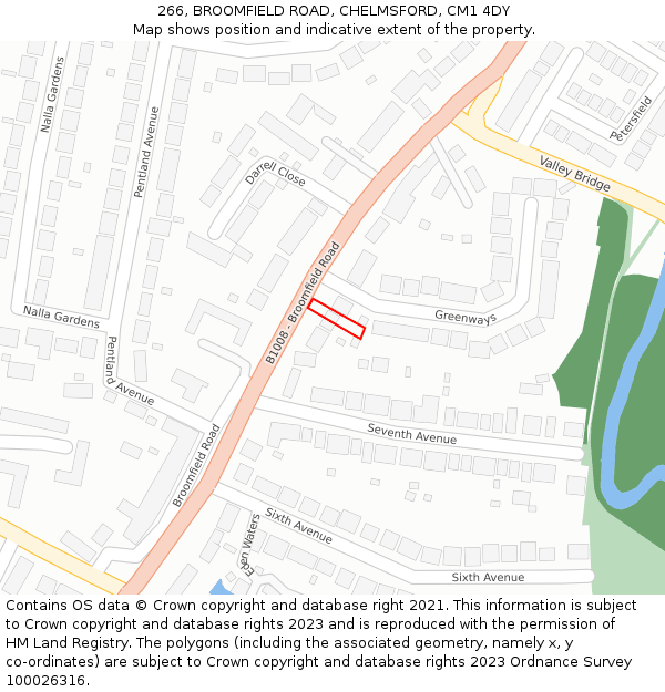 266, BROOMFIELD ROAD, CHELMSFORD, CM1 4DY: Location map and indicative extent of plot