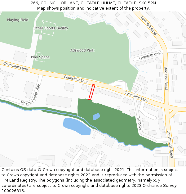 266, COUNCILLOR LANE, CHEADLE HULME, CHEADLE, SK8 5PN: Location map and indicative extent of plot