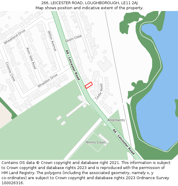 266, LEICESTER ROAD, LOUGHBOROUGH, LE11 2AJ: Location map and indicative extent of plot