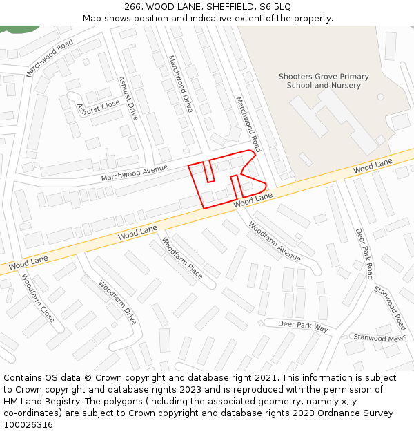 266, WOOD LANE, SHEFFIELD, S6 5LQ: Location map and indicative extent of plot
